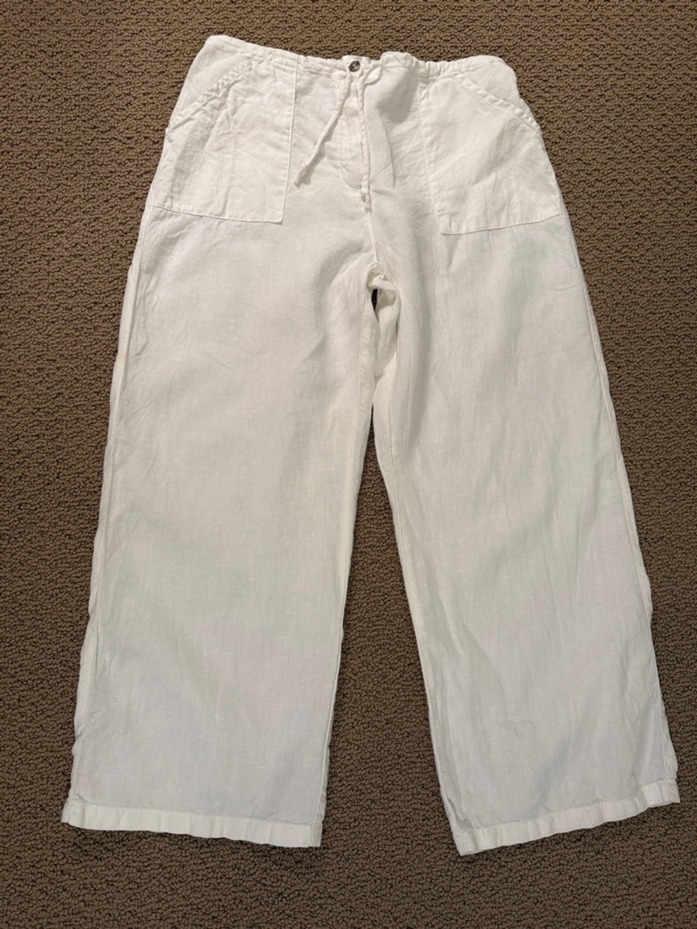 Soft Surroundings White Linen Drawstring Pants